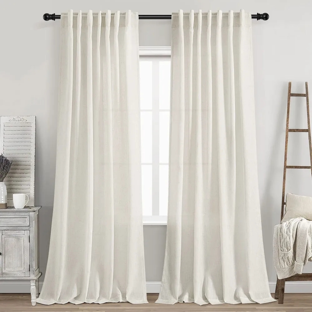 4 neutral linen curtain panels (52 inches by 90 inches)